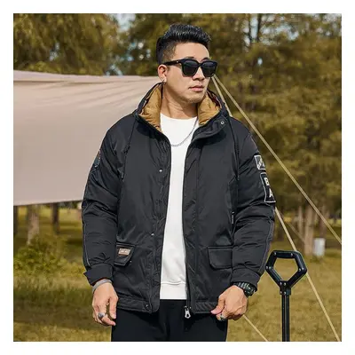 (black, 5XL) Winter Plus Size Men&apos;s Thickened Cotton-padded Jacket Coat Plus Fat Man Fashio