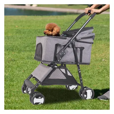 Large Pet Stroller Pram Dog Carrier Trailer Stroller Travel Walk Carrier with Detachable Carrier