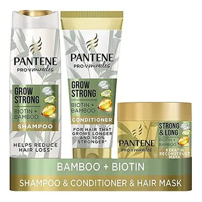 Pantene Grow Strong Shampoo and Conditioner Set + Keratin Hair Mask Helps Reduce Hair Loss, Sham