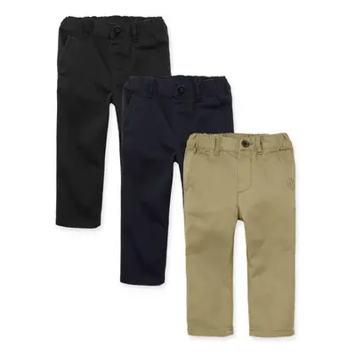 The Children's Place Baby Boys' and Toddler Stretch Skinny Chino Pants Flax/New Navy/Black 3-Pac