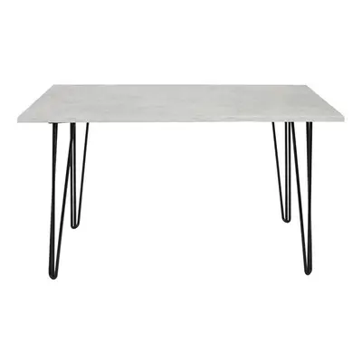 Grey Dining Table with Hairpin Legs & Black Velvet Chairs Set for Kitchen & Dining Room