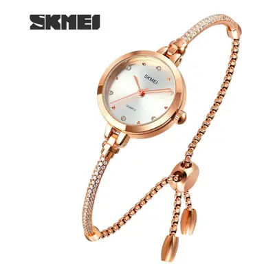 (Silver) SKMEI Fashion Women Watches Japan Quartz movement Ultra Slim Bracel Female Girl Clock L