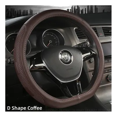 (D shape-Coffee) D Shape Car Steering Wheel Cover PU Leather For Nissan Qashqai J11 Nissan