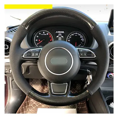 (Style 2) Black Carbon fibre Leather Car Steering Wheel Cover For Audi A1 A3 A4