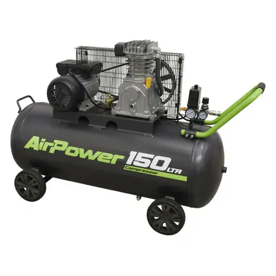 150 Litre Mobile Belt Drive Air Compressor - 3hp Motor - Quick Release Coupling