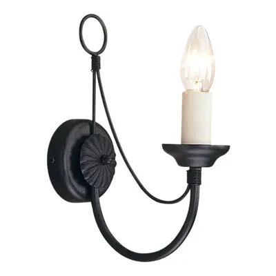 Wall Light Gothic Style wire effect Ivory candle tube holder Black LED E14 60W