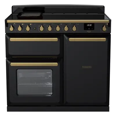 Rangemaster Estel Deluxe 100cm Electric Range Cooker with Induction Hob - Black / Antique Brass 