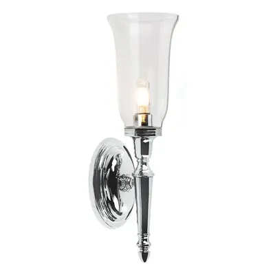 IP44 Wall Light Tall Clear Glass Shade LED Included Polished Chrome LED G9 3.5W