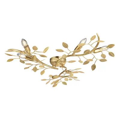 Gold Leaf Flush Ceiling Light - Bulb Decorative Fitting - Low Profile Lighting