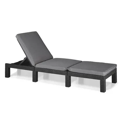 Allibert by Keter Daytona Deluxe Outdoor Garden Sun lounger - Graphite with Grey Cushions