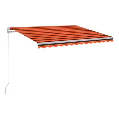 vidaXL Manual Retractable Awning with LED 300x250 cm Orange and Brown Shade