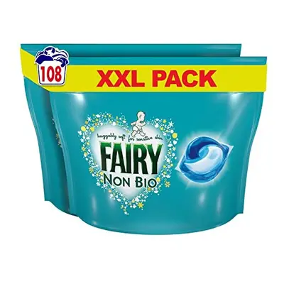 Fairy Non-Bio PODS, Washing Liquid Laundry Detergent Tablets / Capsules, Washes (54 x 2), Huggab