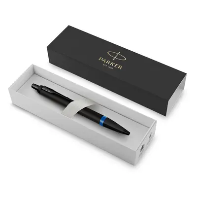 IM Premium Ballpoint Pen | Matte Black with Marine Blue Ring | Black Ink | Gift Boxed