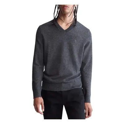 Calvin Klein Men's Merino Wool Blend V-Neck Sweater Gunmetal Heather