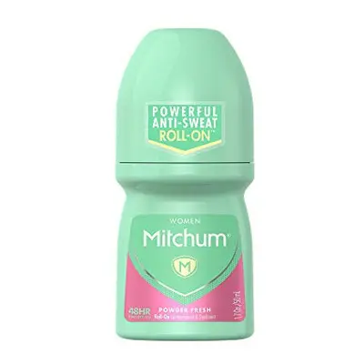 Mitchum for Women Roll On, Anti-Perspirant & Deodorant, Powder Fresh, 1.7 Oz (Pack of 6)