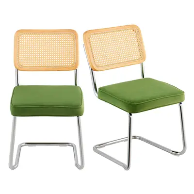 (2-pack, Green) VEVOR Rattan Chairs Outdoor Patio Furniture Dining Chair with Cushion