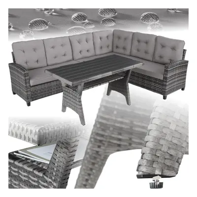 (grey) Corner Sofa Garden Furniture Table and Chairs Rattan Set Outdoor Seater Wicker