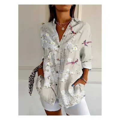 (YK2023, XXL) Summer Women's Long Shirt Summer European and American Fashion Shirt 3D Pattern Pr