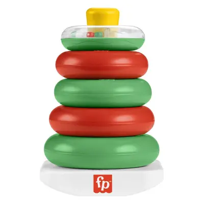 Fisher-Price Baby Toy Holiday Rock-a-Stack Red & Green Ring Stacking Activity for Developmental 