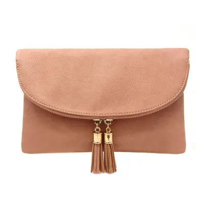 Solene Women's Envelop Clutch Crossbody Bag With Tassels Accent (WU075