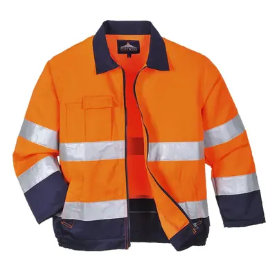 (M, Orange/Navy) Portwest Mens Madrid Contrast High-Vis Bomber Jacket