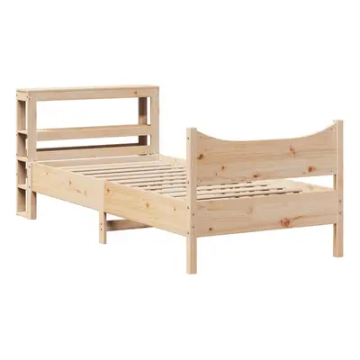 (natural, x cm) vidaXL Bed Frame with Headboard Bed Base White 100x200 cm Solid Wood Pine