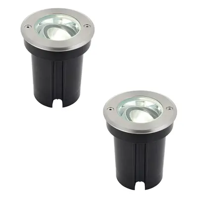 2 PACK Stainless Steel IP67 Ground Light - 6W Cool White LED - Tilting Head