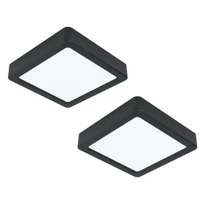 2 PACK Wall / Ceiling Light Black 160mm Square Surface Mounted 10.5W LED 4000K