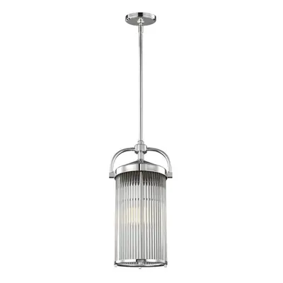 IP44 Bulb Ridged Glass Ceiling Pendant Light Fitting Chrome LED G9 3.5W Bulb