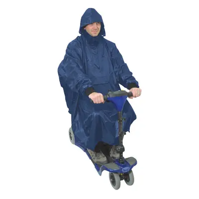 Blue Lightweight Scooter Poncho with Sleeves Waterproof Fabric Machine Washable