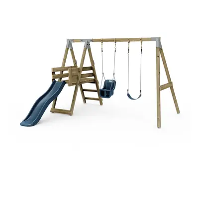 Premium Double Swing with Deck - Flex and Baby Navy Blue