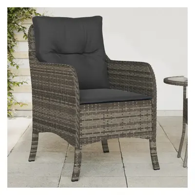 vidaXL Patio Chairs with Cushions pcs Gray Poly Rattan