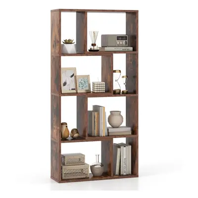 5-Tier Geometric Bookshelf CM High Bookcase Storage Organizer Coffee