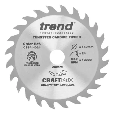 Trend CSB/14024 Craft Pro Combination TCT Circular Saw Blade, 140mm x Teeth x 20mm Bore, Tungste