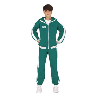 Green participant tracksuit number teenager