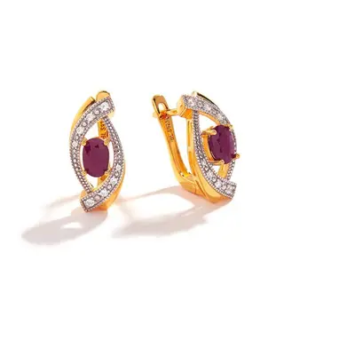 (yellow, M) Stunning Natural Precious Ruby Lovely Design Silver Clasp Earring For Women Annivers