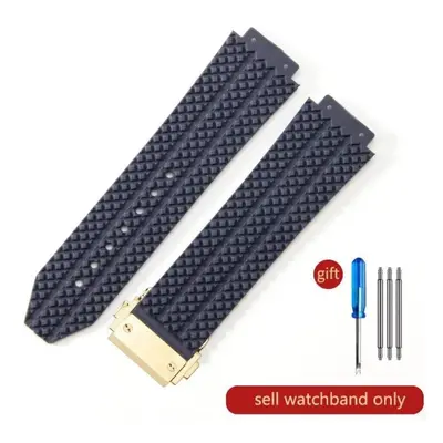 (J01-Blue-Gold-Z2 24x17mm) For Hublot Yubo High Quality Silicone Waterproof Watch Strap Classic 