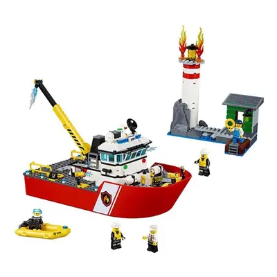 Compatible With City Series City Ladder Fire Boat Assembled Building Block Toy Without Box