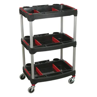 3 Level Wheeled Composite Workshop Trolley with Parts Storage - 30kg Per Shelf