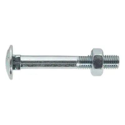 50 PACK Zinc Plated Coach Bolt and Nut - M10 x 75mm - 1.5mm Pitch - DIN