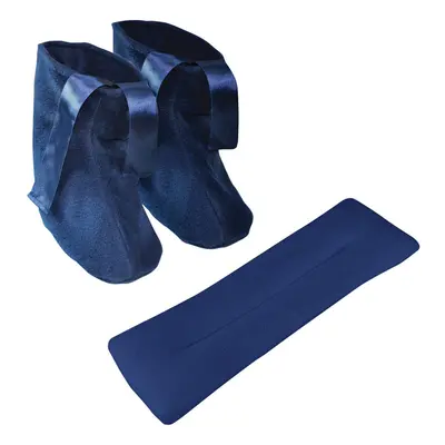 Microwavable Slippers and Neck Warmer Set - Removable Heat Pouch - Navy Blue