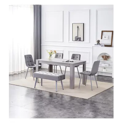 Dining Table and Chairs With Bench Grey Grey Velvet Chairs Wood Table Dining Set Furniture