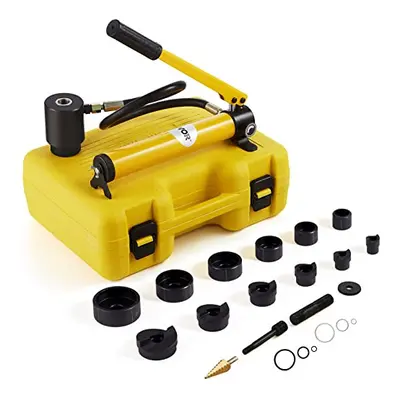 10 Ton Hydraulic Knockout Punch Kit, 1/2" to 2" Conduit Hole Cutter Set, KO Tool Kits W/Puncher 