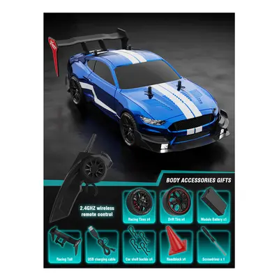 (BLUE STRIP) 1:14 4WD RC Drift Car Racing 2.4G Remote Control Car Four-wheel Drive Remote Contro