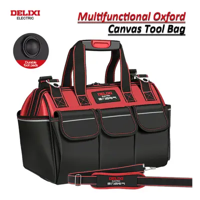 DELIXI ELECTRIC Oxford Canvas Tool Bag Multi-pocket Storage Household Multifunctional Electricia