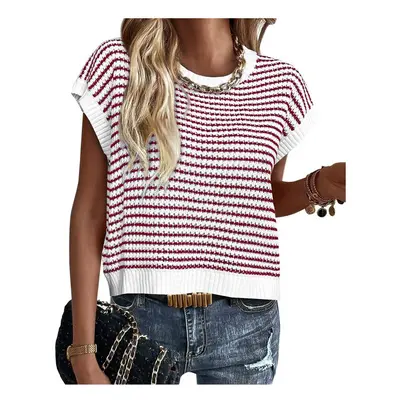 (BKK079-3, S) Casual Loose Striped Blouses For Women Fashion Summer Vintage Women's Oversized Sh