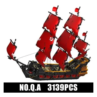 (as the picture) Mould King Creative Gifts For Kids Pirates Ship Building Blocks Moc Bricks Red 