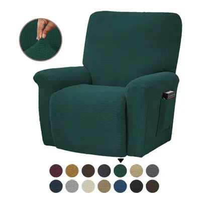 (dark green, 4PCS) Fashion Recliner Sofa Covers Elastic Armchair Sofa Cover Stretch Soft Couch C