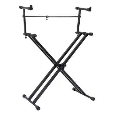 vidaXL Double Braced Keyboard Stand X-Frame Black Piano Height Adjustable