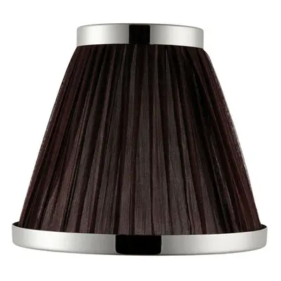 6" Luxury Round Tapered Lamp Shade Brown Pleated Organza Fabric & Bright Nickel